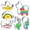 6 Pieces Fiesta Mexican Cinco de Mayo Cookie Cutter Set Party Decorations - 4in Large Donkey Pinata Cactus Sombrero Taco Maraca Plaque Stainless Steel Fondant Molds